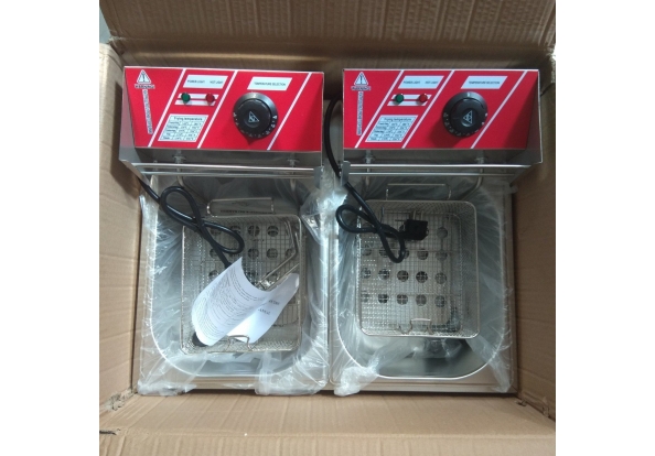 Bếp chiên đôi 8lx2 dùng điện có vòi xã